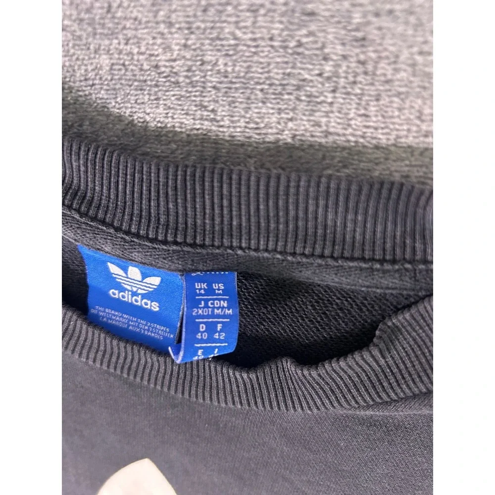 Y2K‎ Adidas Trefoil Logo Pocket Crewneck Classic Sweatshirt Black Size M